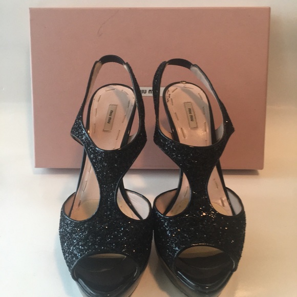 Miu miu Glitter Vernice Black 8.5 (38.5) - Picture 2 of 4